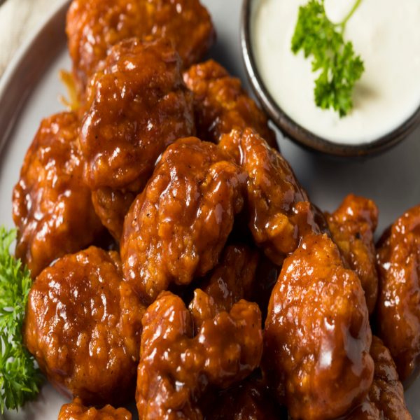 Barbecue Boneless Chicken Wings with Blue Cheese